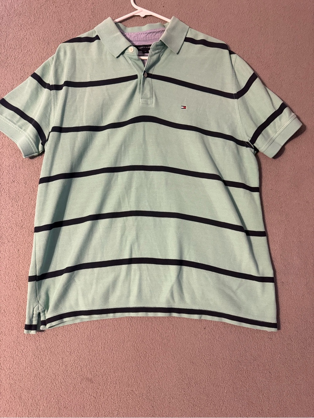 Tommy Hilfiger Light Mint Green Polo with Navy Stripes